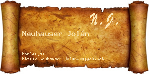Neuhauser Jolán névjegykártya